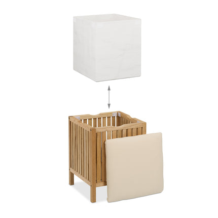 Laundry Hamper Stool with Cushion Seat, Walnut Wood