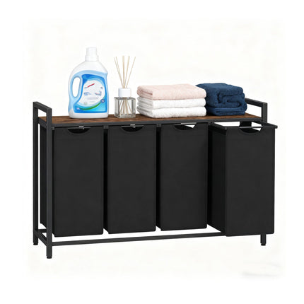 Laundry Hamper with 4 Removable Bags and Shelf