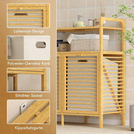 Laundry Rack with 2 Baskets, Freestanding Bamboo