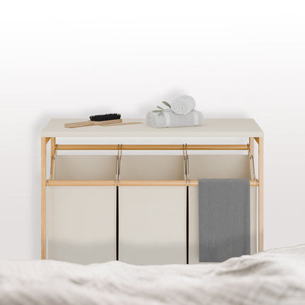 Laundry Rack with 3 Removable Bags, Bamboo Shelf