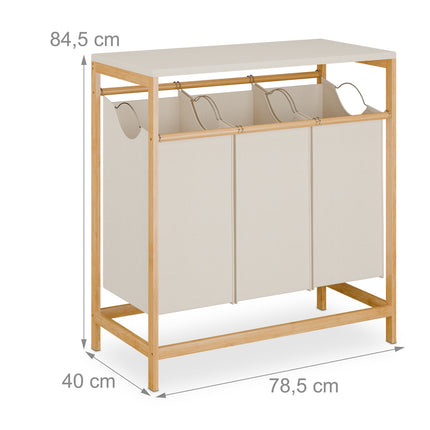 Laundry Rack with 3 Removable Bags, Bamboo Shelf