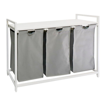 Laundry Sorter, 3 Removable Bags, Wood-Effect Shelf
