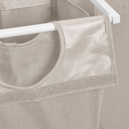Laundry Sorter with 2 Pull-Out Bags and 2 Shelves, 46 L per Bag, White/Beige