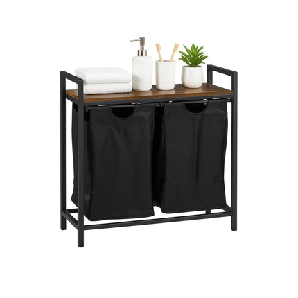 Laundry Sorter with 2 Removable Bags and Shelf