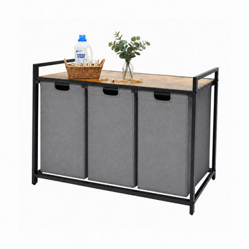 Laundry Sorter with 3 Bags & Shelf – Grey