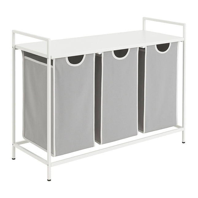 Laundry Sorter with 3 Bags and Shelf – Metal Frame