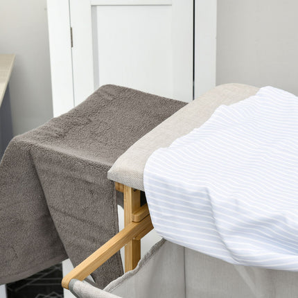 Extendable 57.4L laundry basket with ironing board and 3-level storage