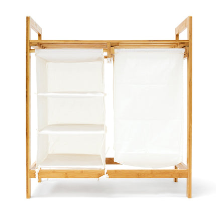 Laundry basket LINEA in bamboo with shelf