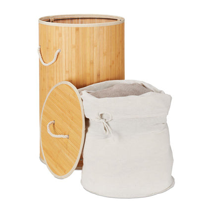 Laundry basket bamboo round