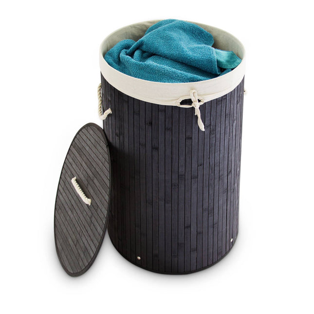 Laundry basket bamboo round