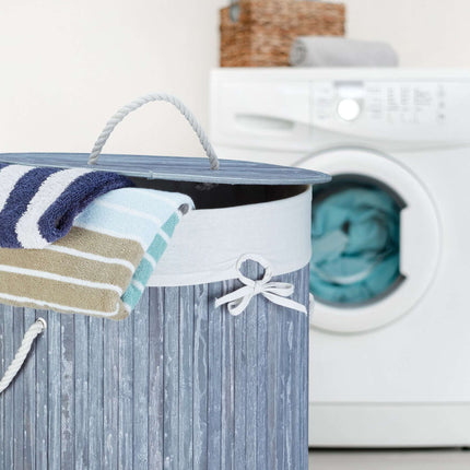 Laundry basket bamboo round