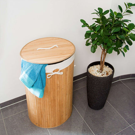 Laundry basket bamboo round