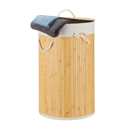 Laundry basket bamboo round