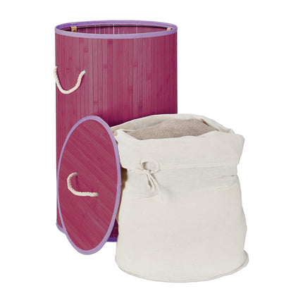 Laundry basket bamboo round