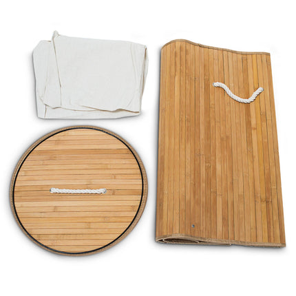 Laundry basket bamboo round