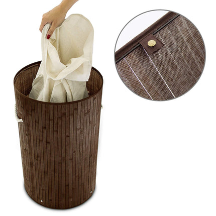 Laundry basket bamboo round