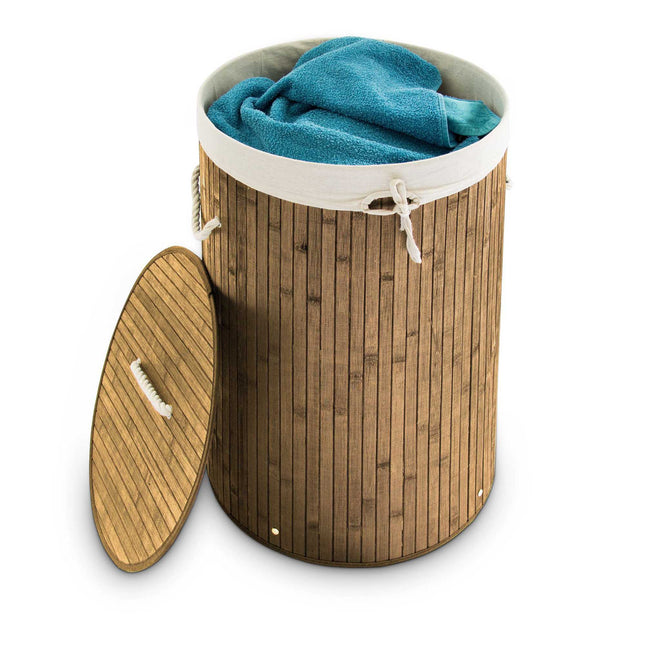 Laundry basket bamboo round