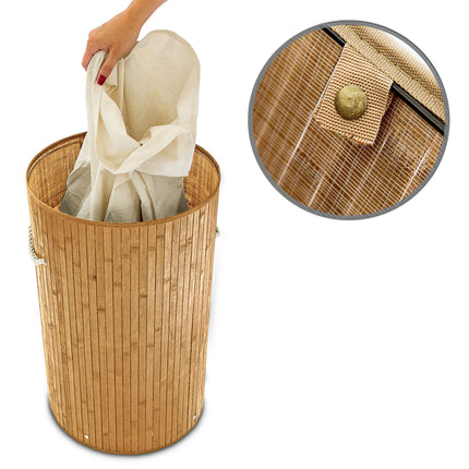 Laundry basket bamboo round