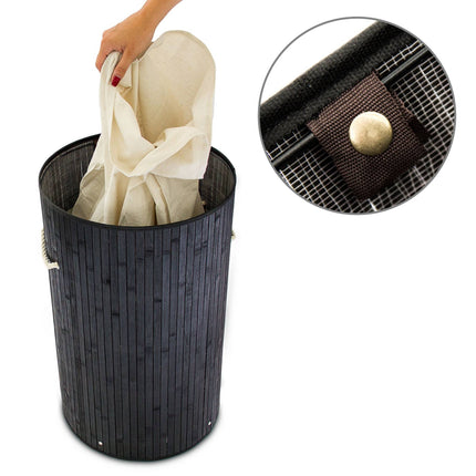 Laundry basket bamboo round