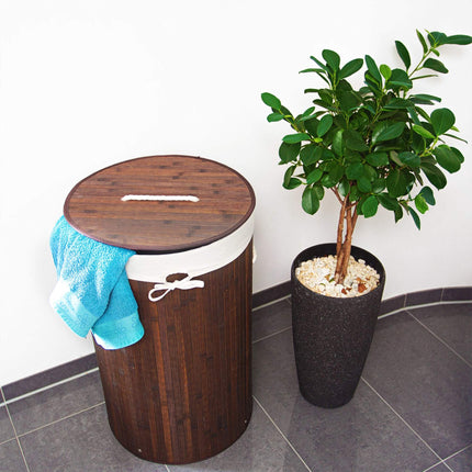 Laundry basket bamboo round