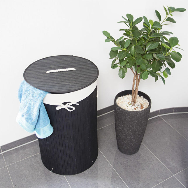Laundry basket bamboo round