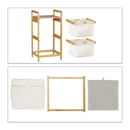 Laundry basket in bamboo 2 drawers