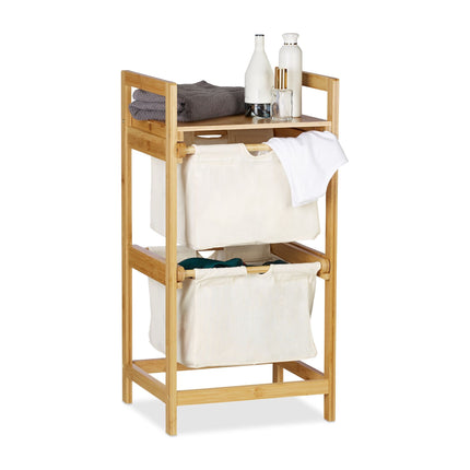 Laundry basket in bamboo 2 drawers
