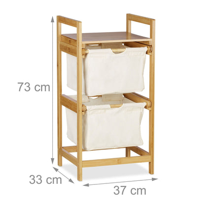 Laundry basket in bamboo 2 drawers
