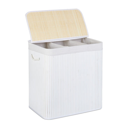 Laundry basket in bamboo 3 compartments