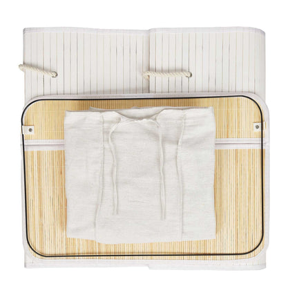 Laundry basket in bamboo 3 compartments