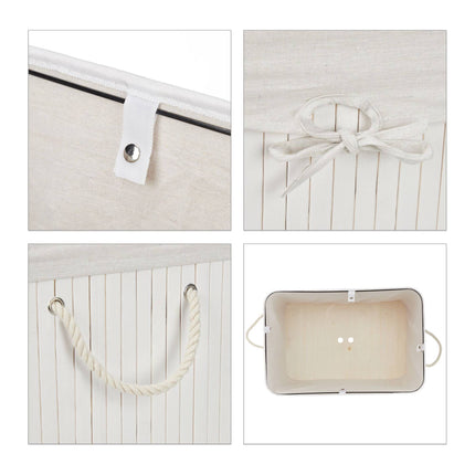 Laundry basket in bamboo 3 compartments
