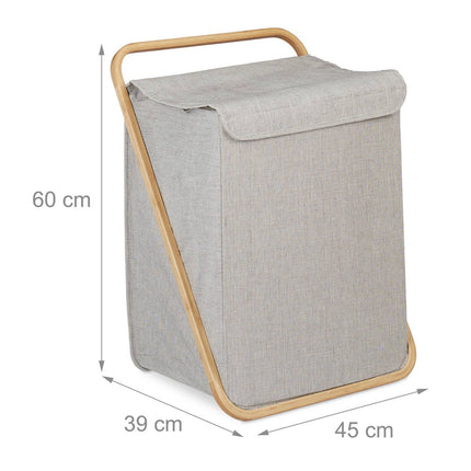 Laundry basket in fabric and bamboo