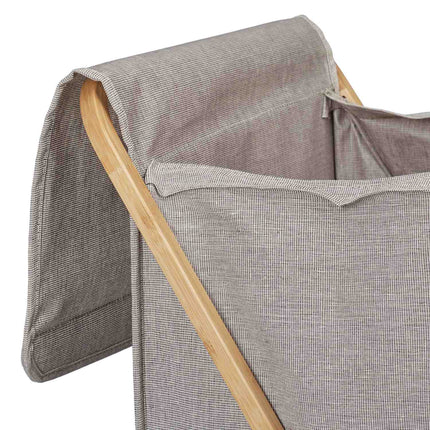 Laundry basket in fabric and bamboo