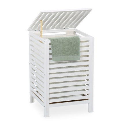 Laundry basket in walnut with sack