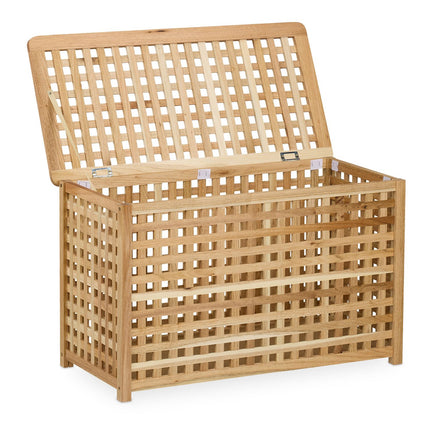 Laundry basket in walnut with sack