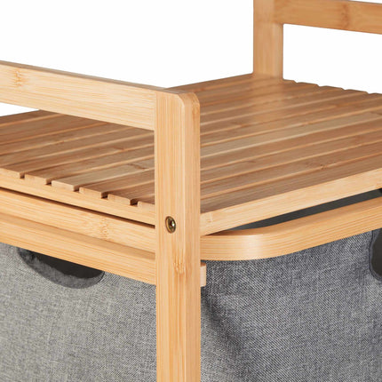 Laundry basket rack with 2 compartments