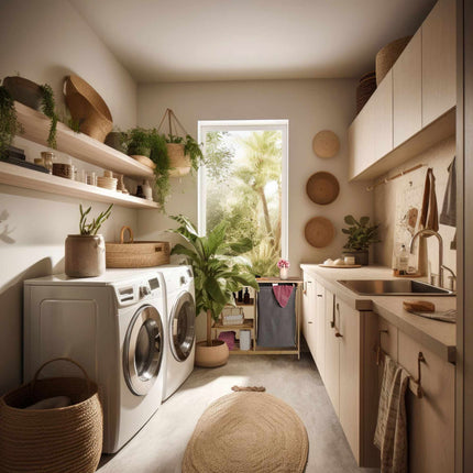 Laundry basket shelf for bathroom