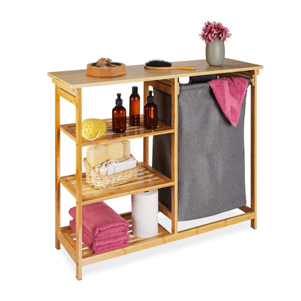 Laundry basket shelf for bathroom