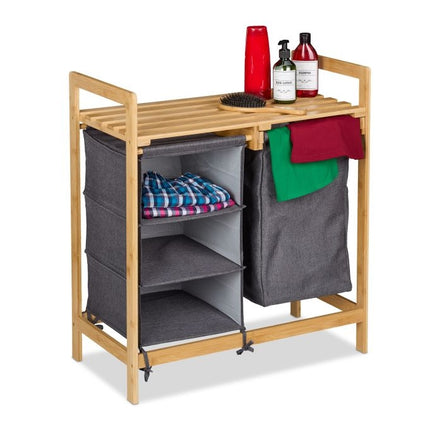 Laundry basket stand with 3 compartments