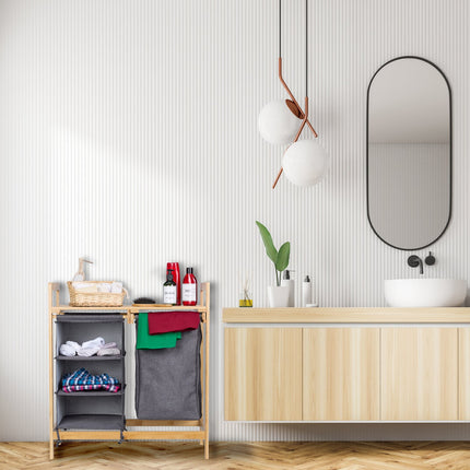 Laundry basket stand with 3 compartments