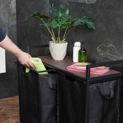 Laundry basket stand with shelf