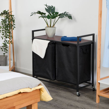 Laundry basket stand with shelf