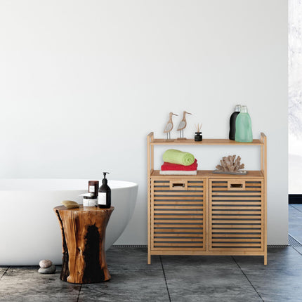 Laundry basket with 2 shelves