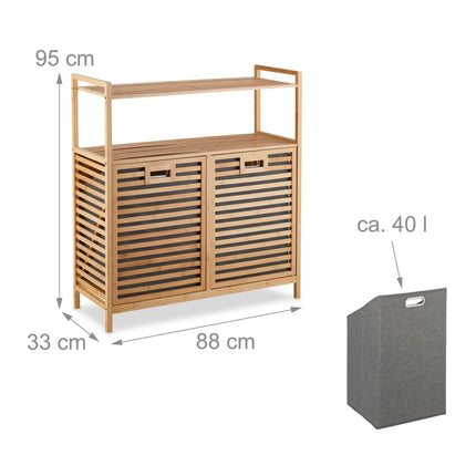 Laundry basket with 2 shelves