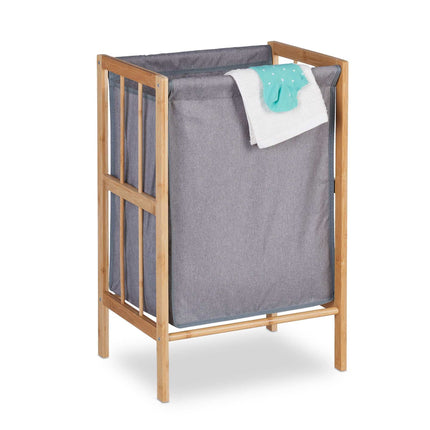 Laundry basket with bamboo frame