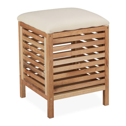 Laundry basket with seat Walnut Wood