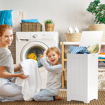 Laundry cabinet freestanding laundry chest wooden laundry collector with lid storage cabinet bathroom bathroom cabinet white
