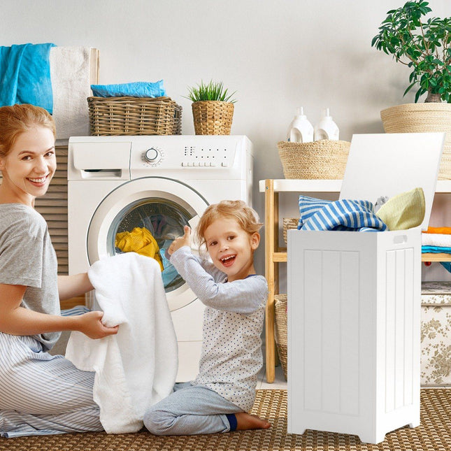 Laundry cabinet freestanding laundry chest wooden laundry collector with lid storage cabinet bathroom bathroom cabinet white