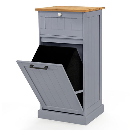Laundry cabinet with laundry basket & drawer & bamboo table top laundry collector grey