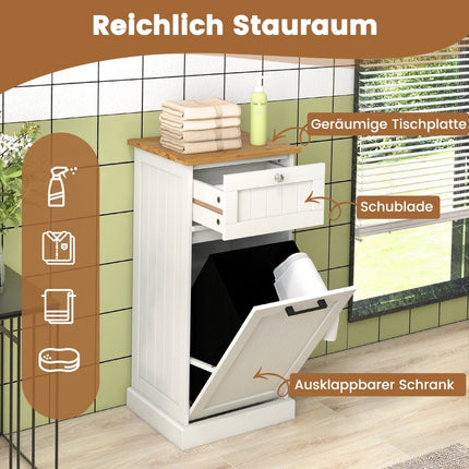 Laundry cupboard with basket free-standing fold-out laundry basket with drawer white